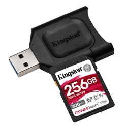 Kingston 256GB Canvas React Plus SD (SDXC) Card UHS-II, U3, V90, 300MB/s R, 260MB/s W