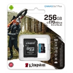 Kingston 256GB Canvas Go Plus Micro SD (SDXC) Card U3, V30, A2, 170MB/s R, 90MB/s W