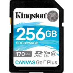 Kingston 256GB Canvas Go Plus SD (SDXC) Card U3, V30, A2, 170MB/s R, 90MB/s W