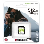 Kingston 512GB Canvas Select Plus SD (SDXC) Card U3, V30, 100MB/s R, 85MB/s W